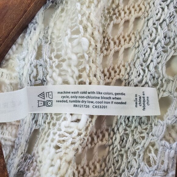 Aeropostale Womens Striped Open Knit Duster Cardigan Size S Fringe Bohemian Boho - Picture 8 of 10